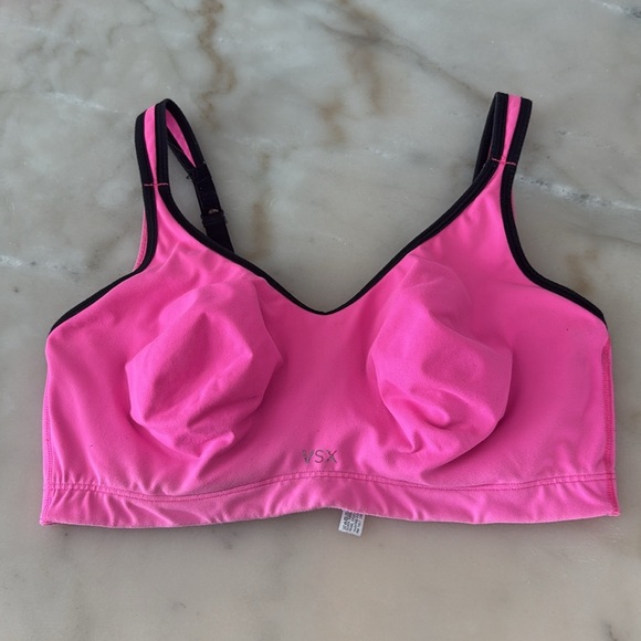 Victoria's Secret VSX Sport Bra 36D Vibrant Pink Padded Underwire Black Trim - Picture 2 of 12